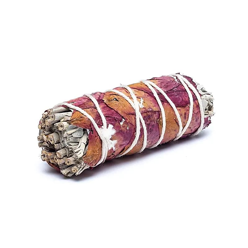White Sage with Rose Petals smudge